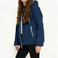 thumbnail image 6 of Zedker Casual Women's Hooded Long Sleeve Zipper Pockets Jacket with Hood Cord,Comfy Soft Fleece Thermal Fall and Winter Outerwears,Navy,L, 6 of 9