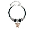 thumbnail image 2 of Delight Jewelry Rose Goldtone Crystal Initial - W - Lil Sister Celtic Knot Leather Bead Bracelet, 7"+2" Extender, 2 of 4