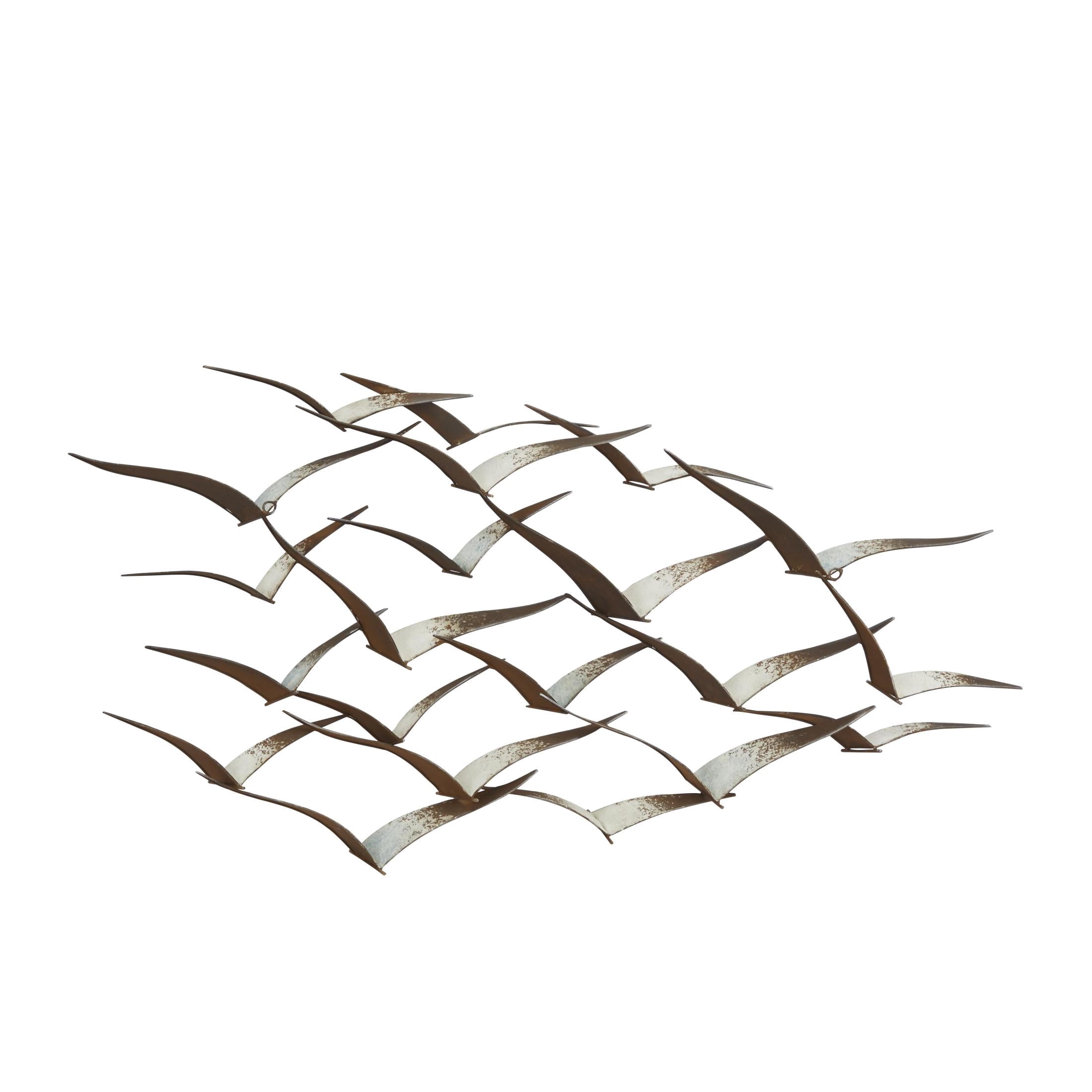 DecMode Brown Metal Flying Flock Of Bird Wall Decor