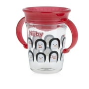 Nuby Tritan 8oz Two Handle Wonder Cup with Hygienic Cover, Penguins