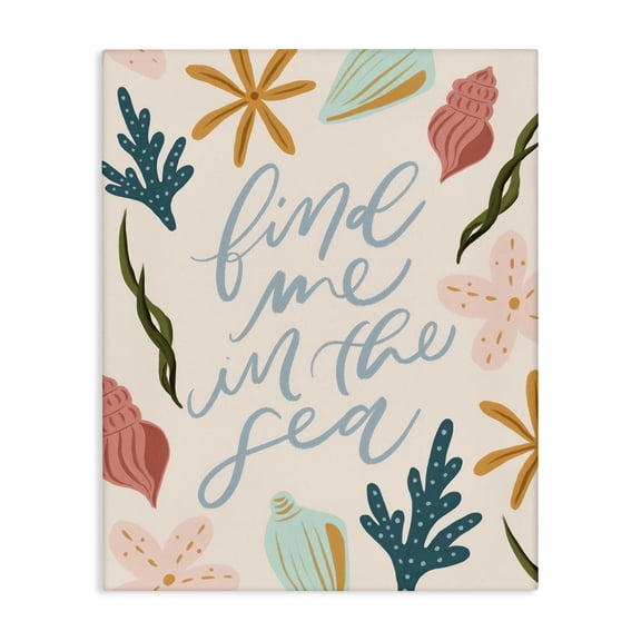 Stupell Industries Find Me In The Sea Nautical & Beach Painting Wrapped Canvas Art Print Wall Art, 16 x 20