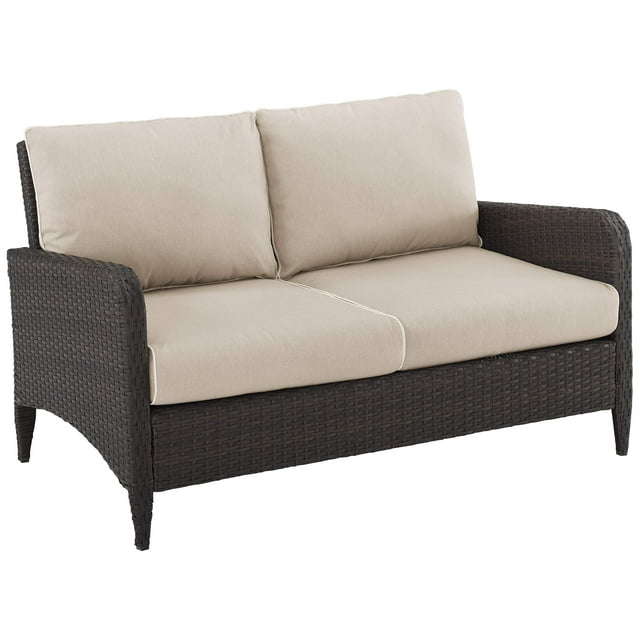 Sofá de dos plazas para exteriores Crosley Kiawah Wicker Sand para 2 personas