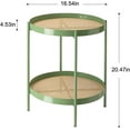 thumbnail image 4 of All Metal Side Table, 2 Tier Anti Rust End Table with Imitation Rattan Pattern on Removable Trays, Round Table for Living Room, Small Nightstand for Bedroom 20.47 Inch x 16.54 Inch Green, 4 of 19