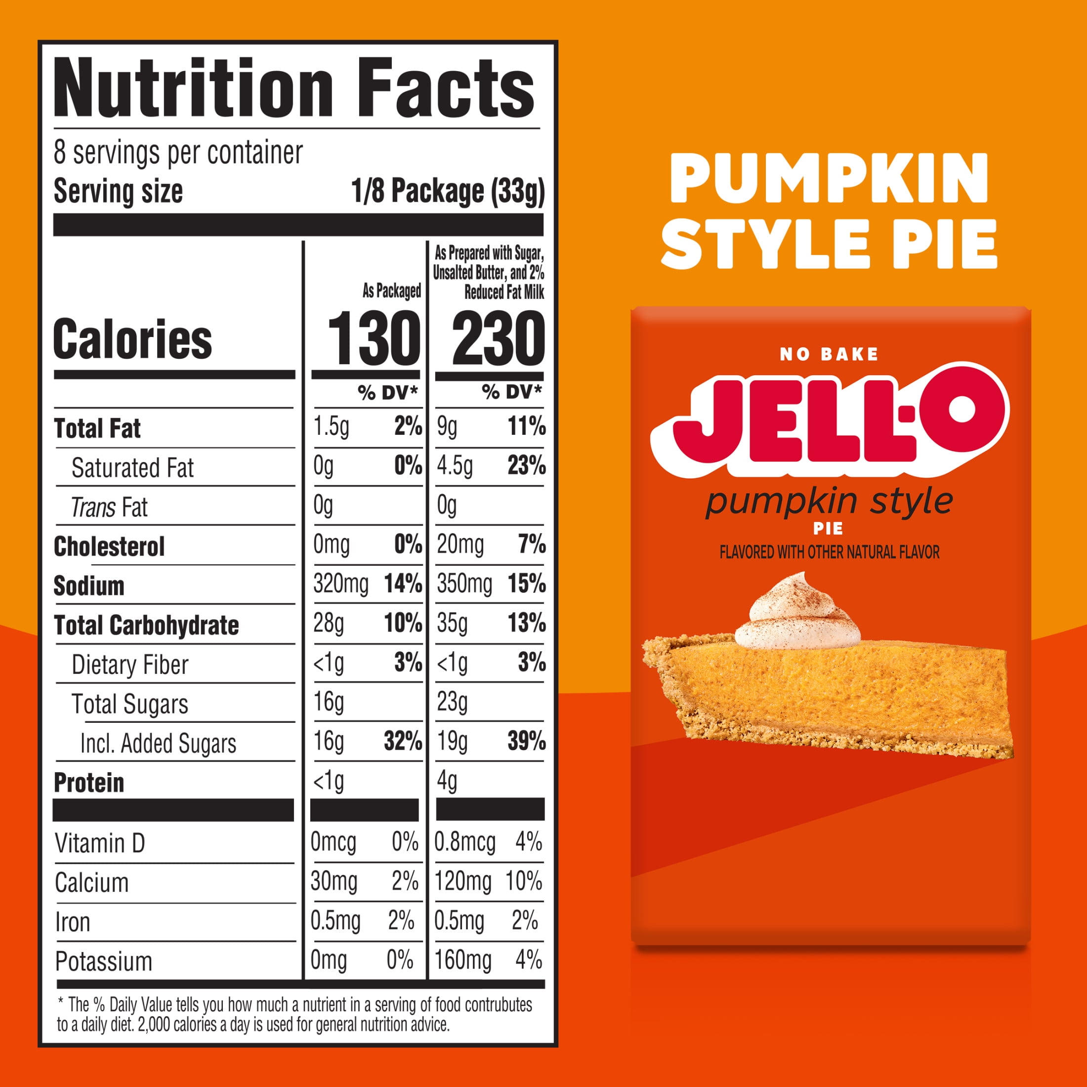 Jell-O No Bake Pumpkin Style Pie Dessert Kit with Filling Mix & Crust Mix, 9.2 oz Box