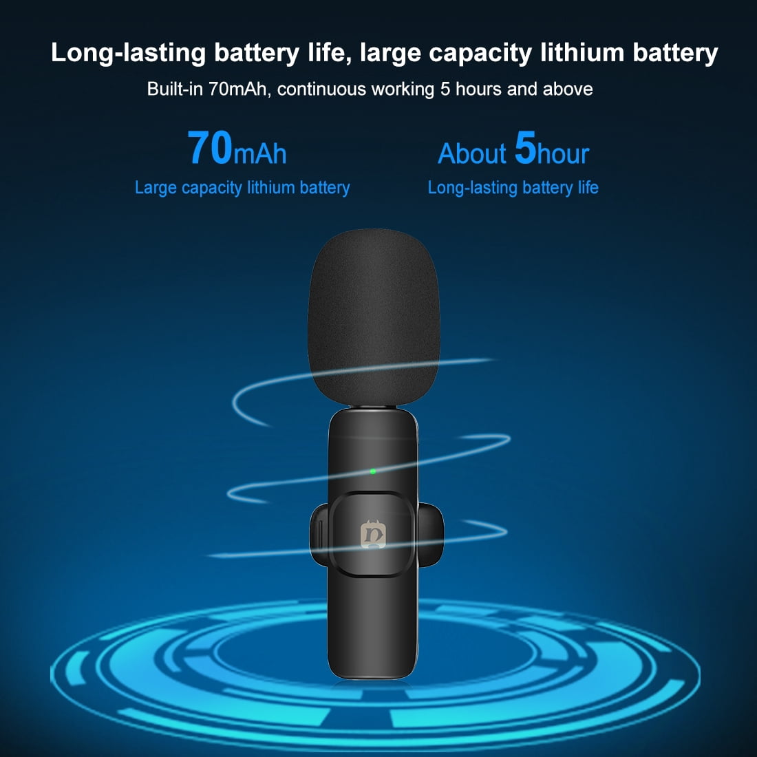 PULUZ Wireless Lavalier Noise Reduction Reverb Microphone for 8-Pin Device, Support Phone