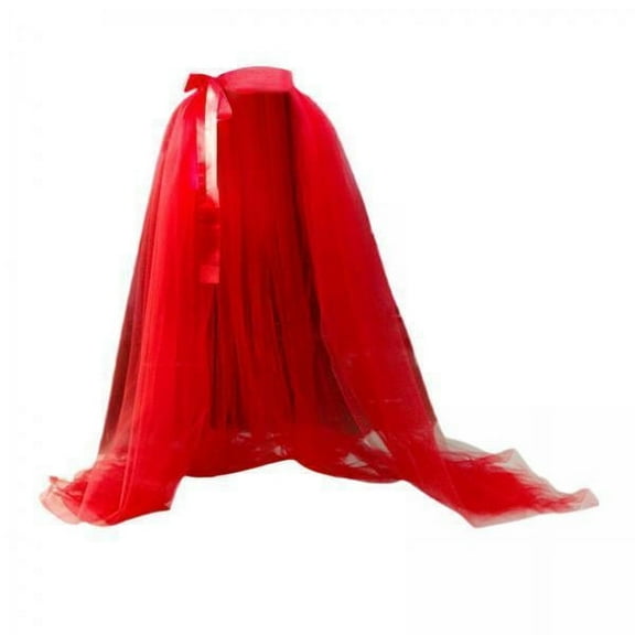 Milageto 2xWomen Mesh Tulle Tutu Skirt Solid Color for Themed Party Banquet Red