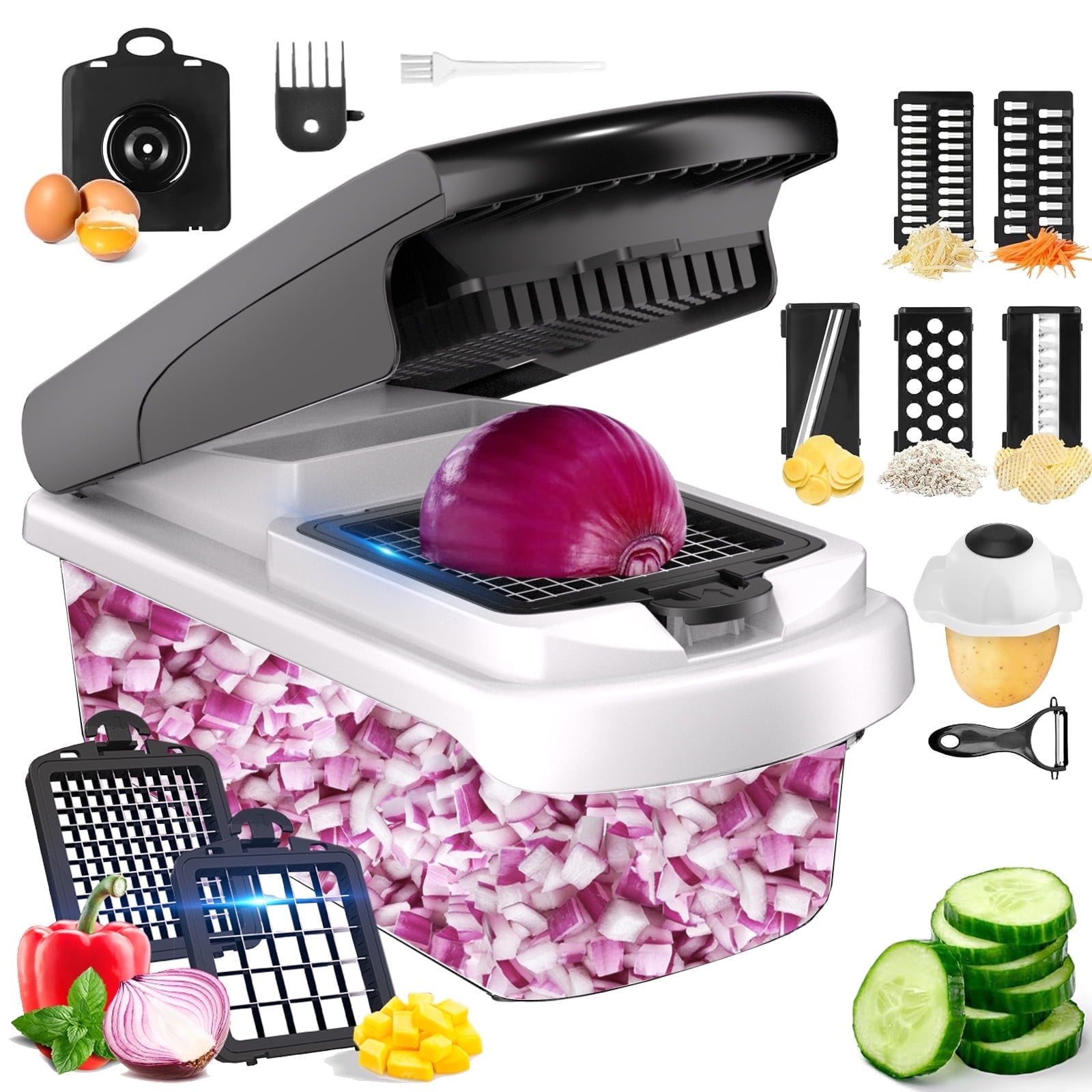 Aonhom 15-in-1 Vegetable Chopper and Slicer, White