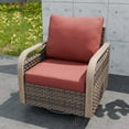 thumbnail image 2 of INTER HUT Modern Wicker Outdoor Swivel Rocking Chair, Rattan Glider Rcoker Chair Patio Furniture, 1 Chair, Brown/Red, 2 of 7