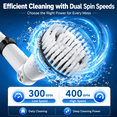 thumbnail image 3 of Electric Spin Scrubber, Cordless Bathroom Cleaning Brush with Extendable Handle, 4 Brush Heads, 2 Speeds, Up to 4 Hours for Bathtub, Toilet, Kitchen, Tile Floors, 3 of 7