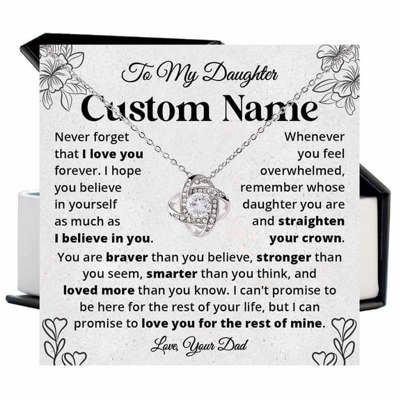 To My Daughter Necklace From Dad, Daughters From Dad, Father Daughter, Graduation Birthday Daughters, Meaningful Her #1109, White Love Knot Necklace