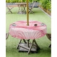 thumbnail image 4 of Fsddascl Pink Shell Coastal Outdoor Tablecloth - 60 Inch Round Dining Table Cover, Nautical Ocean Summer Beach Waterproof Outdoor Table Cloth with Umbrella Hole & Zipper for Picnic/Patio/Party, 4 of 7
