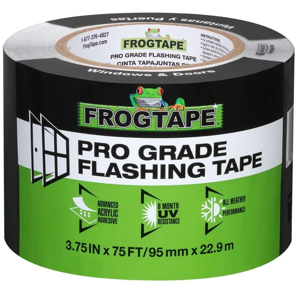 FrogTape Pro Grade Flashing Tape for Windows & Doors, 3.75 Inch Width - 75 Foot Roll, All Weather & UV Resistant Flashing Tape with Advanced Acrylic