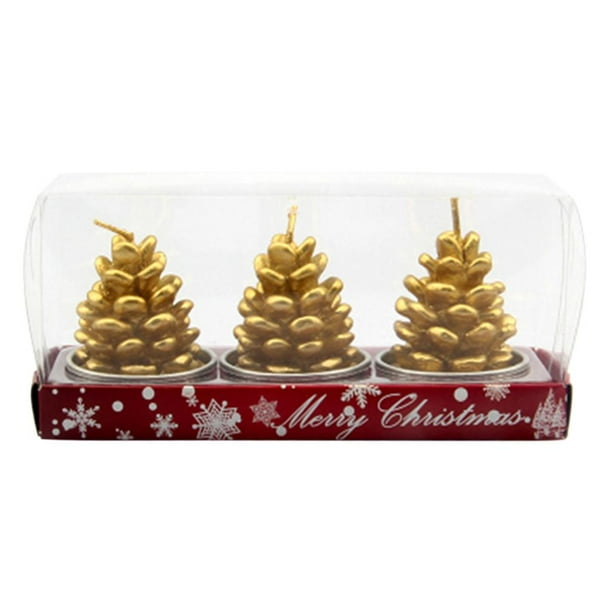 Juego de Navidad de 3 pieza luz de té decorativa para fi, Cono Zulema Velas de Navidad