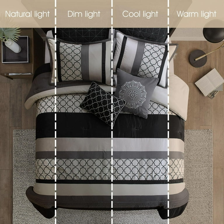 NANKO King Size Comforter Set - Reversible Black White Marble Print, Down Alternative, Microfiber, Includes 1 Comforter & 2 Pillow Shams