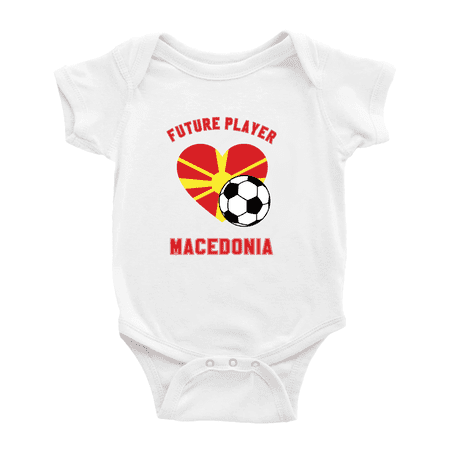 

Future Soccer Player Macedonia Soccer Fan Boy Girl Bodysuits (White 6-12 Months)