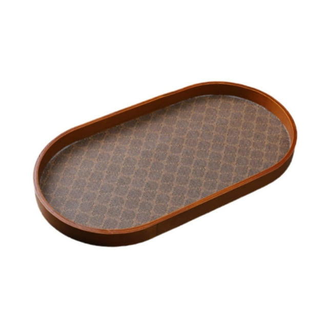 veasfak Serving Tray Wooden Tray Dinner Tray Coffee Table Tray Tea Tray for Coffee Table Oval