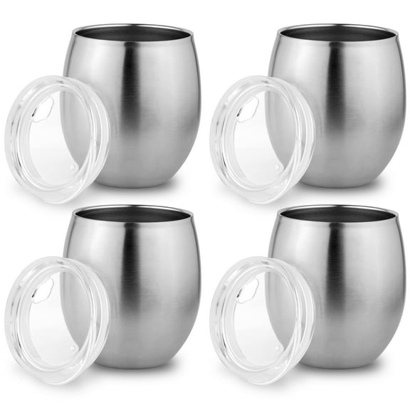 Set of 4 Stainless Steel Small Tumbler with Lid, Double Wall Vacuum Insulated Mug for Hot and Cold Drink (8oz)