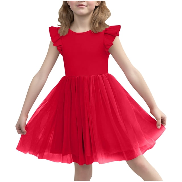 Vestido de Verano de Manga Corta Moda Primavera Y Verano Manga Corta Cuello Redondo Falda de la Princesa Ruffle para Diario, Viajes, Hogar, Vacaciones, Fiesta de Cumpleaños