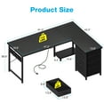 thumbnail image 3 of Casacomoda L Shaped Computer Desk with Charging Station , 61 inch PC Table Study Desk 4 Tier Drawers, Modern Simple Style Laptop Desk for Bedroom, Black, 3 of 6