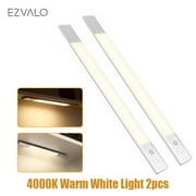 Ezvalo Wireless Lamp Led Night Light Induction Human Body Motion Infrared Sensor 1500Mah Usb Rechargeable For Bedside Wardrobe Cabinet 4000K Warm White Light 2Pcs