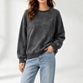 thumbnail image 5 of Hurxie Womens Acid Washed Cotton Crewneck Sweatshirt Long Sleeve Pullover Vintage Casual Y2K Streetwear Sweatshirts, 5 of 7