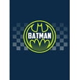 thumbnail image 2 of Batman Bat Signal Logo Checkered Background Boy's Navy Blue T-shirt-M, 2 of 7