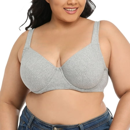 Full Coverage Underwired Bra in Grey  Size 36E  with Adjustable Wide Straps and Ultrathin Everyday Soft Design
