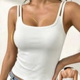 thumbnail image 4 of Awwp Women's Double Lined Basic Spaghetti Strap Unstructured Tank Top Adjustable Slim Sleeveless Crew Neck Tank Camisole White L, 4 of 7
