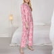 thumbnail image 3 of Balery pink heart Conjunto de Pijama con Estampado para Mujer, Conjunto de Dos Piezas con Manga Larga, Ropa de Dormir Suave con Bolsillos, Pijamas Cómodos-Large, 3 of 7
