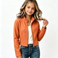 thumbnail image 2 of JOANKDMI Fleece Lined Jacket for Teen Girl 13-14 Sherpa Thermal Long Sleeve Full Zip Stand Collar Warm Winter Crop Coat Fall Cold Weather Activewear, 2 of 6