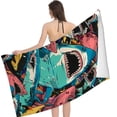 thumbnail image 2 of PHYHOO Colorful Ocean Animal Shark Beach Towel, Sand Free Microfiber Beach Blanket, Quick Dry Absorbent Bath Towels for Swimming Pool, Camping, Picnic, Yoga Gym Sports 30x60in, 2 of 8