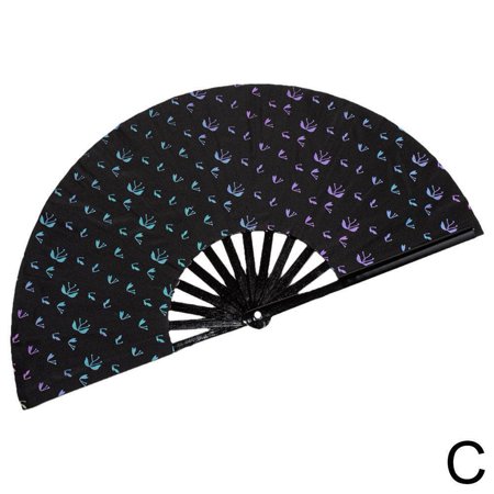 

Reflective Cloth Bamboo Fan Folding Hand Fabric Fan Women/Men Foldable Music