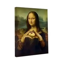 Mona Lisa Bathroom Art, Mona Lisa Making A Heart Gesture Picture Poster, Humor Whimsical Funny Home Decor Bathroom Wall Art(Framed 11.8x15.7in)