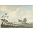 thumbnail image 2 of Gerrit Toorenburgh 14x11 Gold Ornate Wood Frame and Double Matted Museum Art Print Titled - Landscape Near the Duinen with a Milestone and Two Walkers (1765), 2 of 4