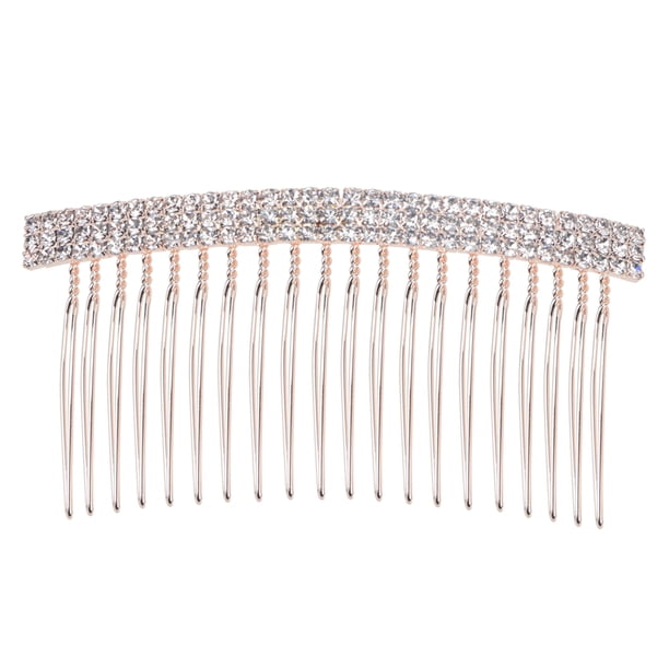 Peineta elegante con diamantes de imitación para el cabello, flequillo, tocado elegante para mujer, horquilla con estilo para niñas y mujeres (tipo plano)