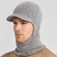 thumbnail image 2 of Gorro de invierno para hombre con orejeras, visera y bufanda, gorro de esquí para nieve, gorra de béisbol para deportes al aire libre, 2 of 5
