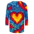 thumbnail image 4 of VgaVtl Valentines Day T-Shirt Women 3/4 Sleeve Pink Ladies Tops Casual Holiday Loose Tie-Dye Pullover Tops, 4 of 5