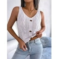 thumbnail image 5 of Women'S V Neck Buttons Knit Tank Tops Summer Casual Sleeveless Shirts Sweater Vest White L, 5 of 8