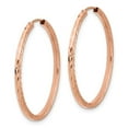 thumbnail image 2 of Primal Gold 14 Karat Rose Gold Diamond Cut Square Tube Endless Hoop Earrings, 2 of 4