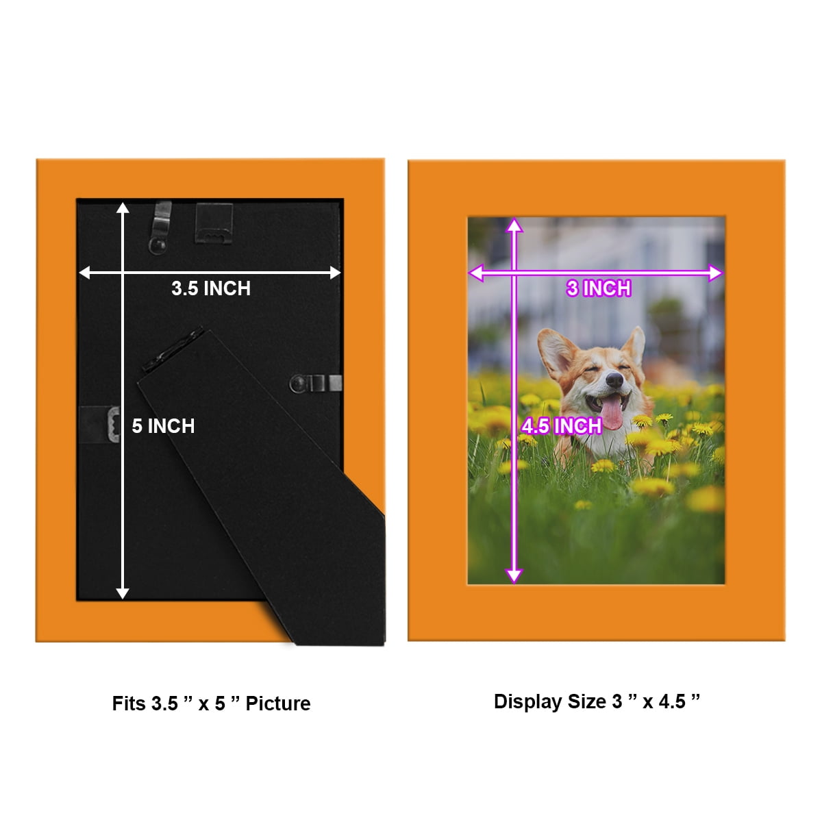 Modern Real Wood 3.5x5 inch Picture Frame in Orange