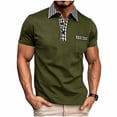 thumbnail image 2 of DPTALR Men's Solid Color Casual Lapel Half Button Short Sleeve Shirt,Army Green,Big and Tall Men M, 2 of 8