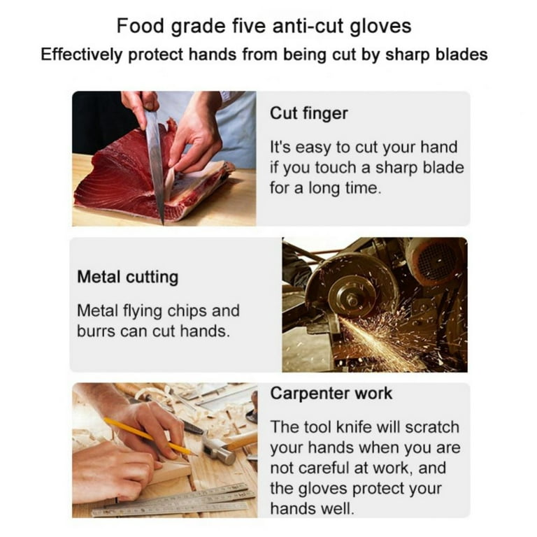 Food Grade Level 5 Protection, Safety Kitchen Cuts Gloves - for Oyster Shucking, Fish Fillet Processing, Mandolin Slicing, Meat Cutting and Wood