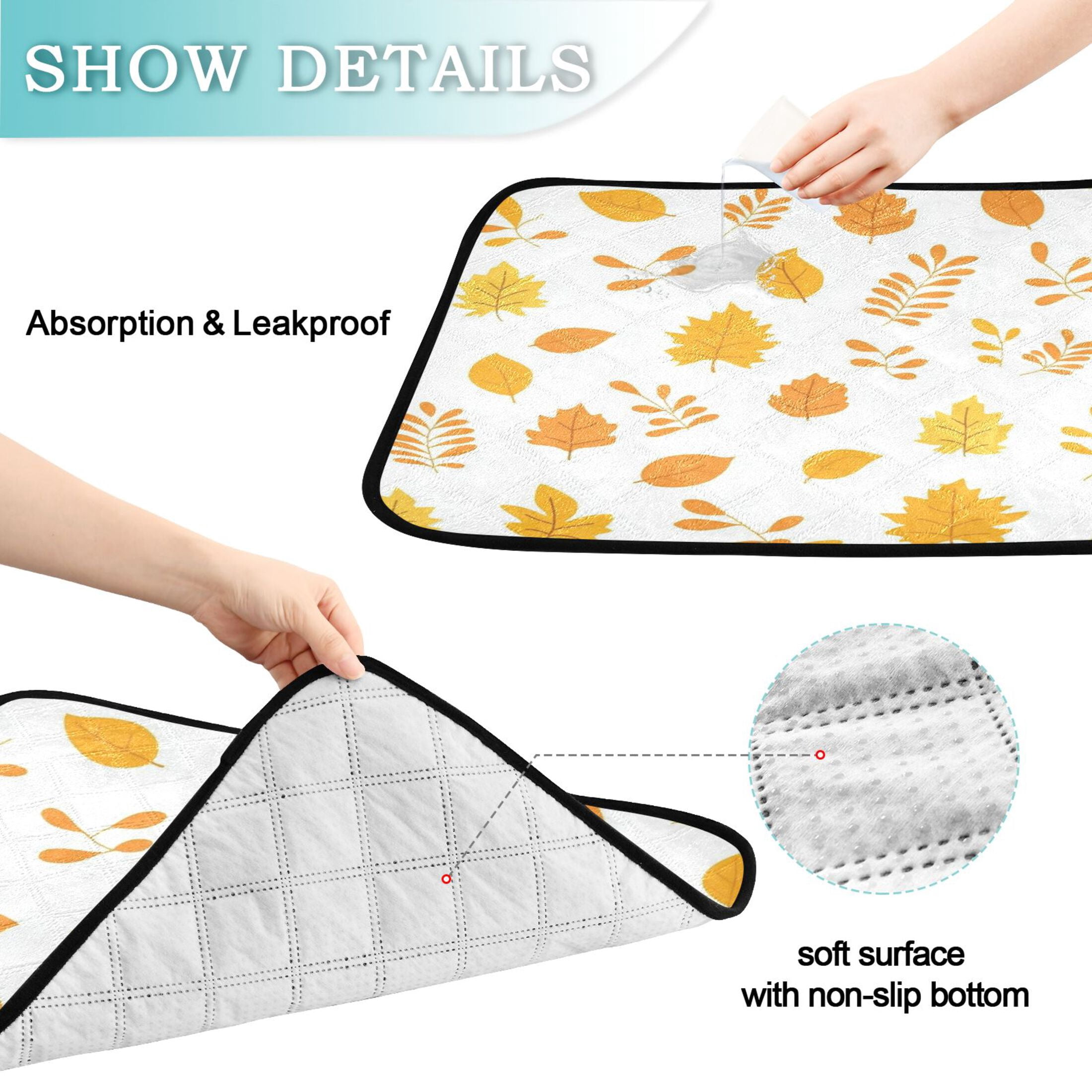 Washable Pet Pee Pads with Super Absorbent Reusable Training Pads for Dogs & Cats Yellow Maple Leaf Pattern