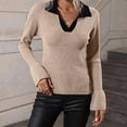 thumbnail image 3 of Jumper Manchesflared, Col V, slimfoldcollar, casualknitjumper, Tops(M), 3 of 5
