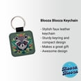 thumbnail image 2 of Raccoon in Floral Wreath Faux Leather Square Keychain, 2 of 7