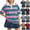 Purple, variant on HAJWOH Women's Rugby Shirt Striped Polo T-Shirts Back To School Short Sleeve Lapel Collar Tee Summer School Uniform