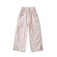thumbnail image 5 of TIREOW Girls Cargo Pants Bow Print Elastic Waisted Wide Leg Cargo Sweatpants Streetwear Lightweight Casual Joggers with Multi Pockets, 5 of 6