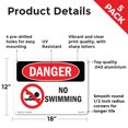 thumbnail image 2 of No Swimming OSHA Danger Aluminum Sign 18 Inch x 12 Inch - 5 Pack, 2 of 8