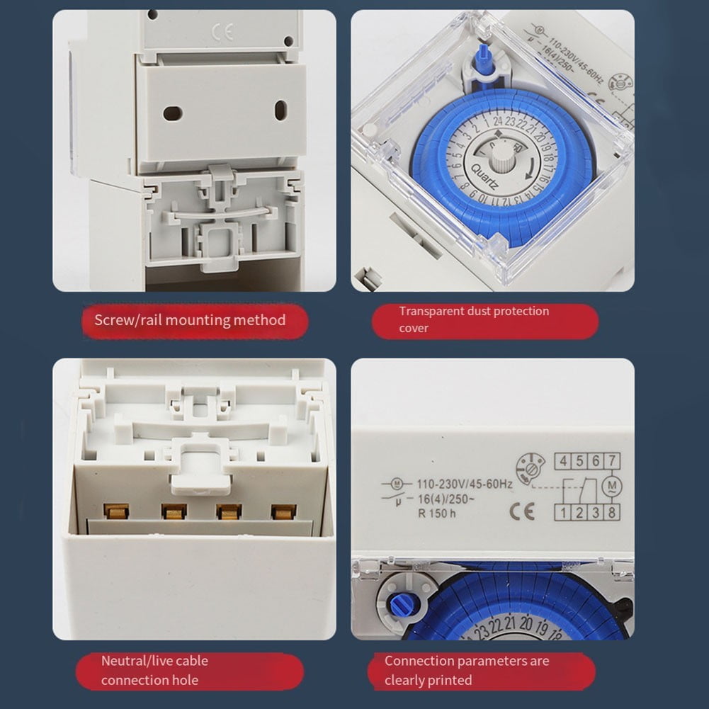 110-230V Time Control Switch Mechanical Timer 24-Hour Control Din Rail Timerelay