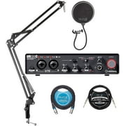 Steinberg UR24C Audio Interface with Blucoil Boom Arm Plus Pop Filter, XLR Cable & Straight Instrument Cable